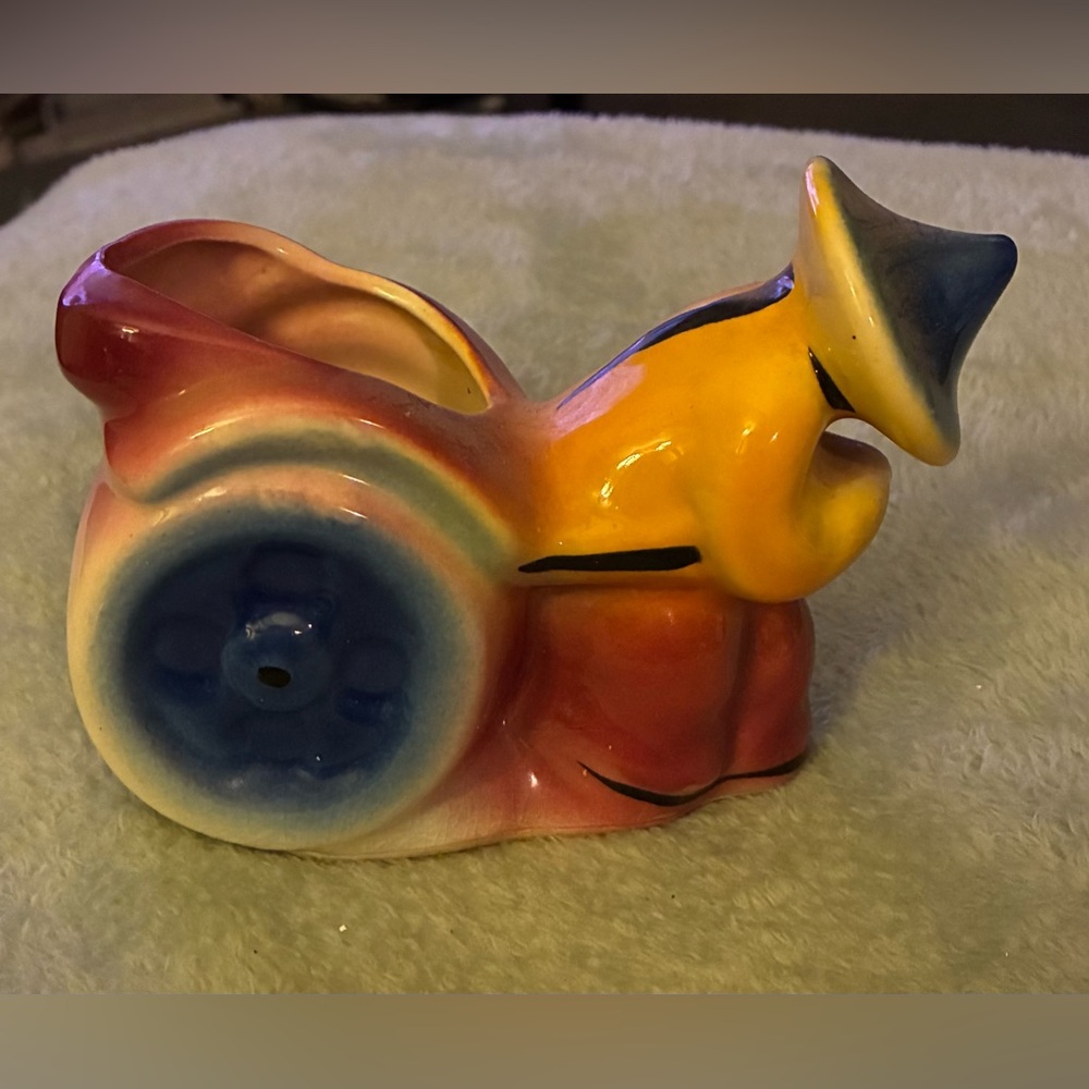 Vintage 1950's ceramic Oriental Rickshaw and Driver planter